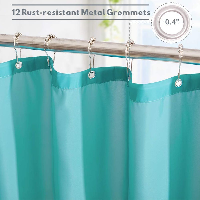 KGORGE Waterproof Shower Curtain Liner - Boho Gradient Color Shower Curtains Water Proof for Bathroom Tub Camper Backdrop Loft, 72 x 72 inch with Hooks, Teal and Grey - Image 2
